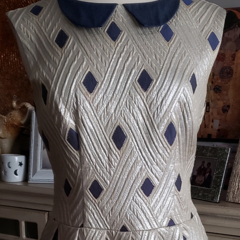 Lauren Moffatt Ivory Denim Cocktail Party Dress